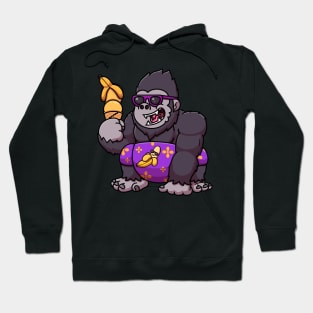 Gorilla Eating Banana Ice Cream Hoodie